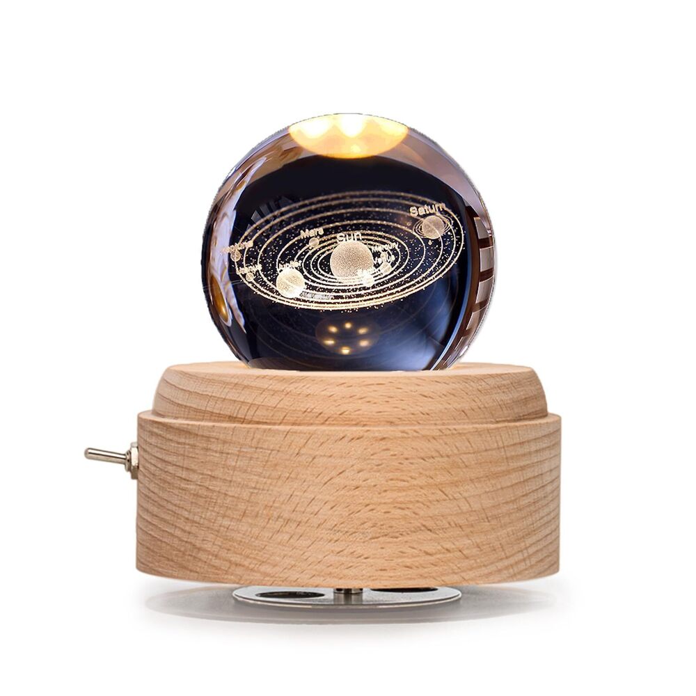 6764 3D Crystal Ball Music Box,Luminous Rotating Musical Box,with